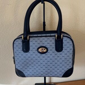 Vintage Gucci Elegant Blue and Gray Handbag
